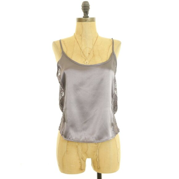 In Bloom By Jonquil Cami Top Size XS Satin Lace Trim Lingerie Gray NEW B10 - Picture 2 of 5